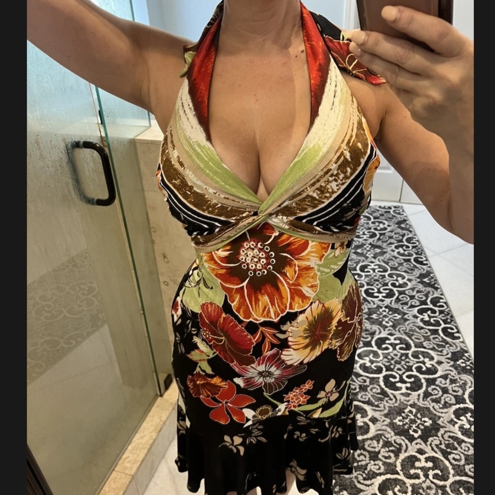 Cache Red and Black Floral Mini Dress